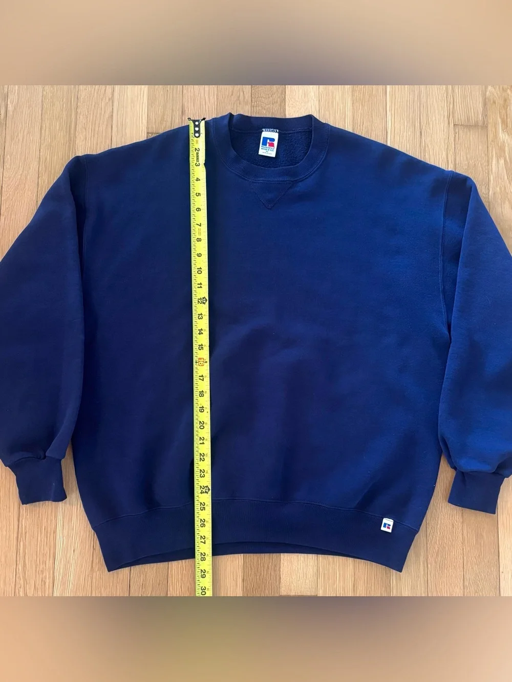 Vintage 90s Russell Athletic Sweatshirt XL Navy Blue V Stitch Blank Made In USA